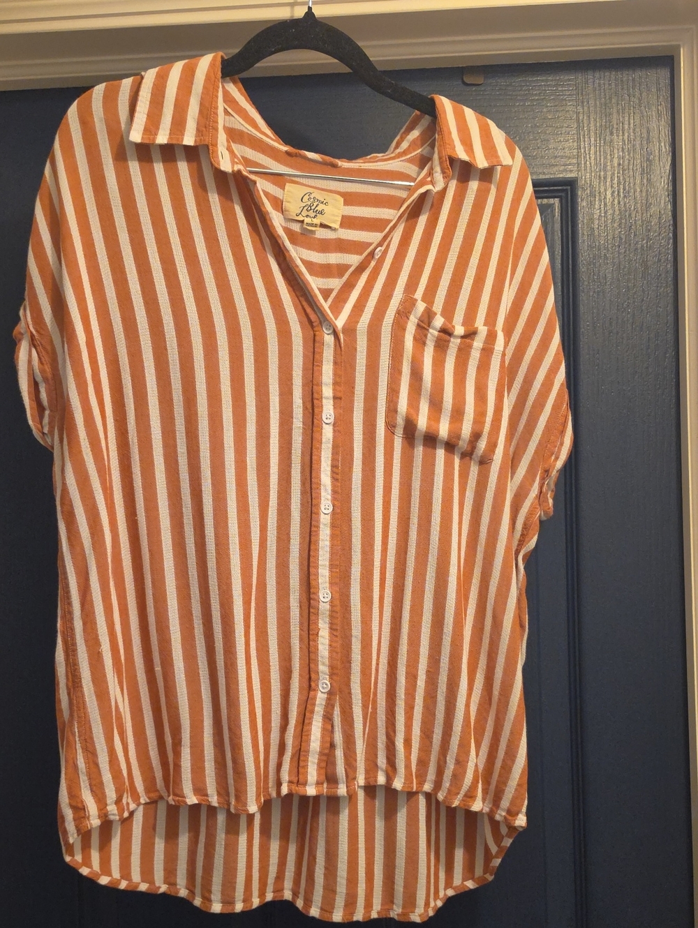 Cosmic blue love Stripe Button-Down Shirt